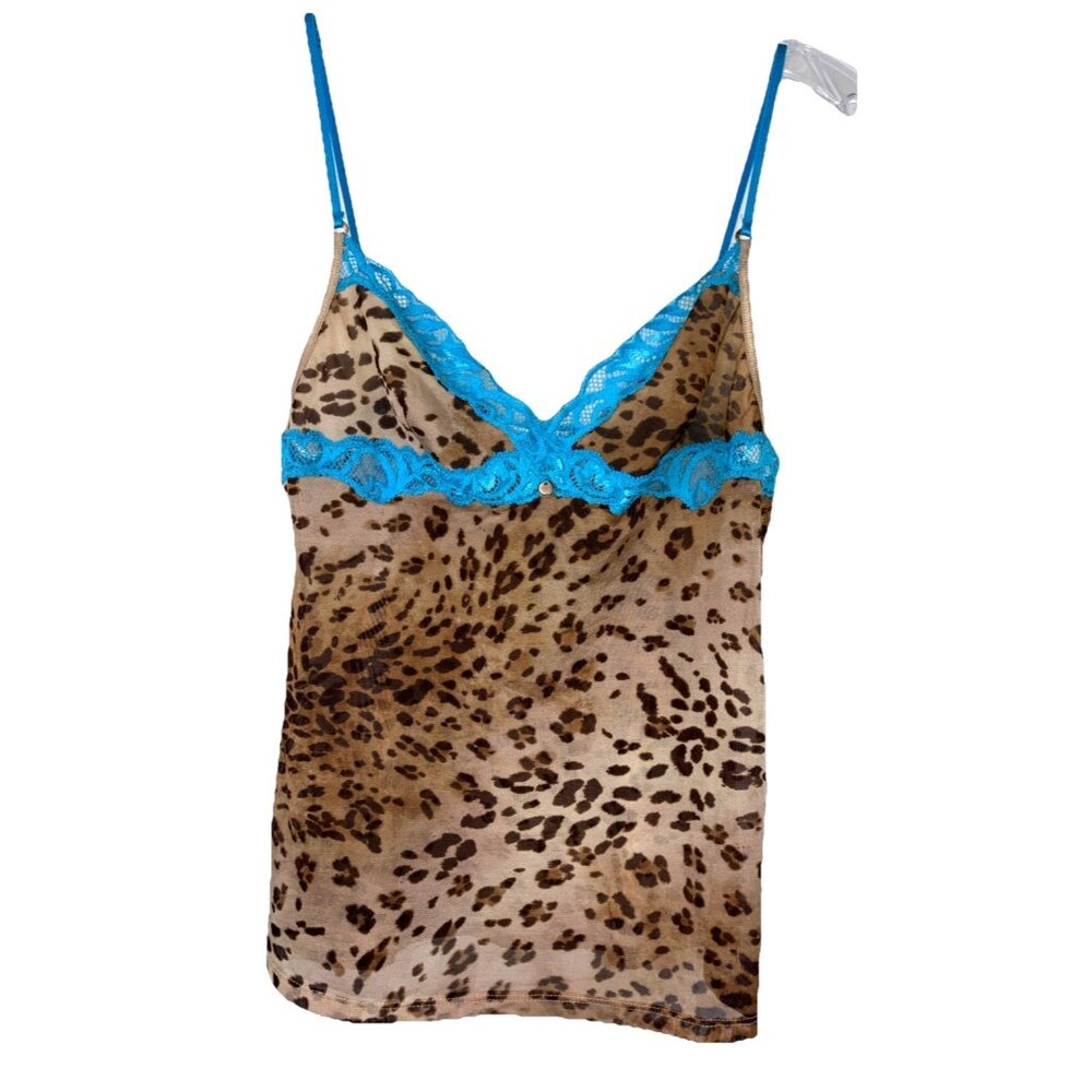 S Y2k Victoria’s Secret very sexy leopard mesh camisole lace trim